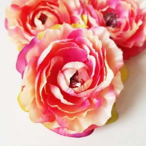 3 roze ranonkel, zijden bloemhoofdjes, kunstmatige ranonkel, kunstzijdebloemen, bloemen Haaraccessoires Bloemenbenodigdheden DIY