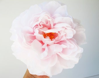 1 Big Pearl Pink Peony Blossom - Artificial Silk Flowers, Baby Pink Peonies 5.9" Floral Hair Accessories Supplies Faux Fake DIY Wedding