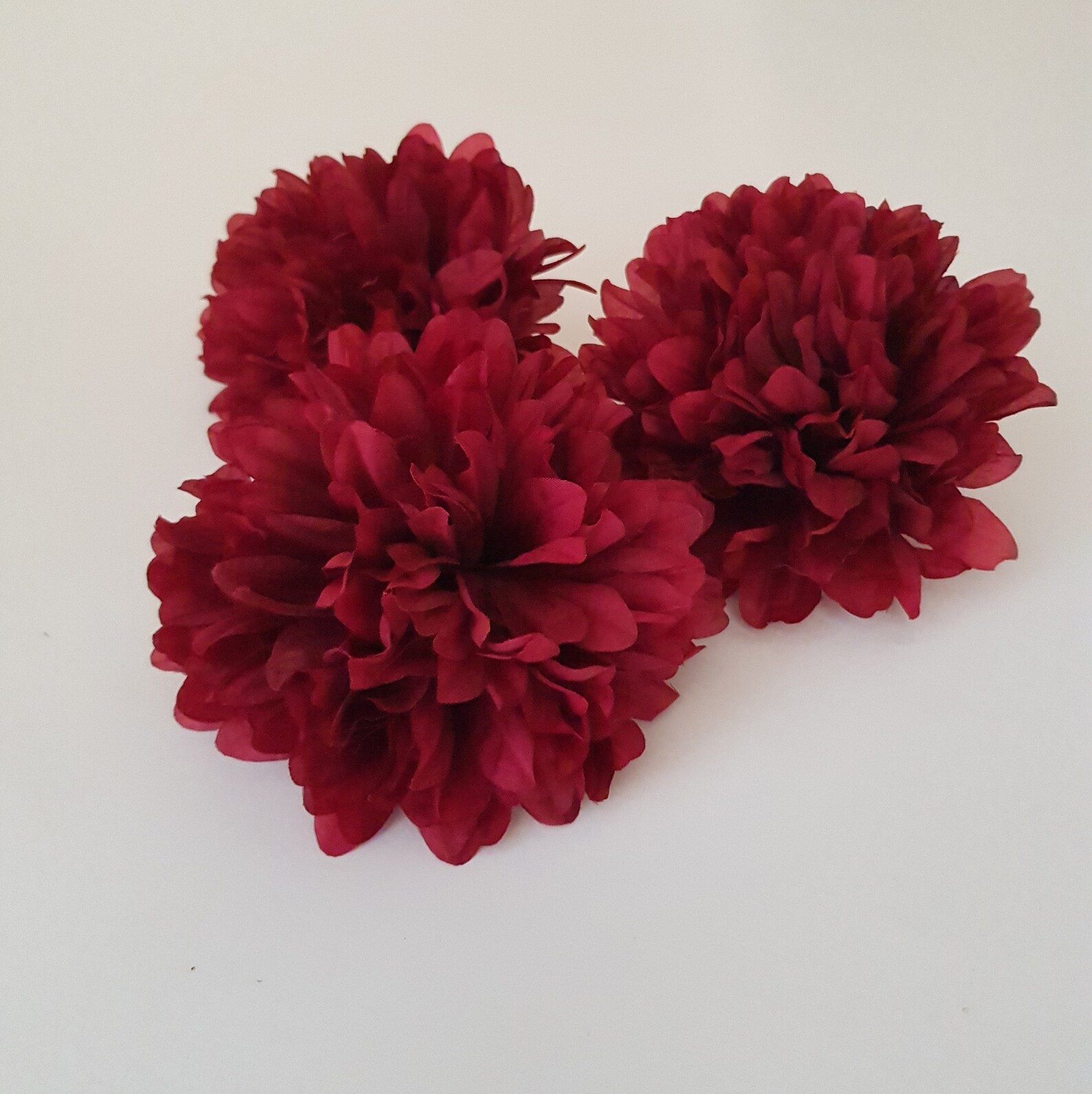 1 Dark Red Dahlia Silk Flowers Artificial Chrysanthemum Etsy