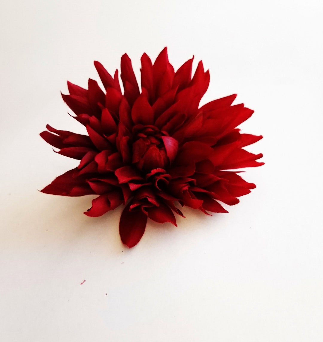 1 Dark Red / Burgundy Dahlia Head, Silk Flower, 5.5 Artificial