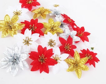 10 weie Weihnachtssterne knstliche Mini-Blumen weie Farbe Blume 2,6  "Weihnachten Xmas Floral Accessoire Liefert Faux Fake Winterblumen - Etsy  Schweiz
