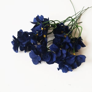 Set of 4 Small Dark Blue Violet Flower Stems, 5 Blossoms per Stem, Filler Artificial Flowers Wedding Decoration, Flower Crown Corsage Wreath image 3