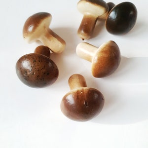 10 Foam Mushrooms, 1.4" Miniature Fairy Garden, Forest Brown Gift, Food Little Toy For Kids Mushrooms Cute Fall Crafts Fake Artificial