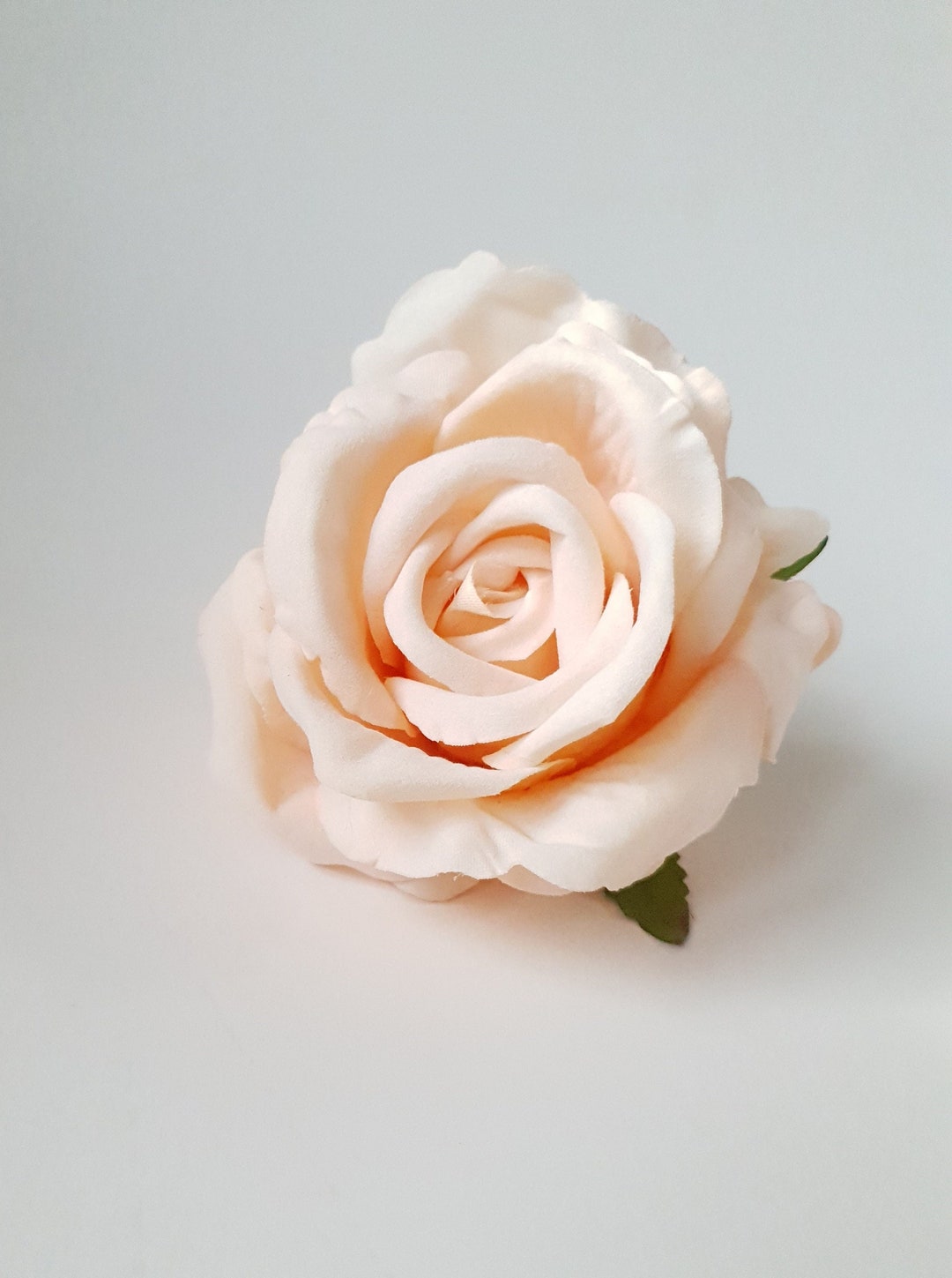 1 Peach Velvet Rose, Artificial Velour Roses Silk Flowers Silk Rose ...