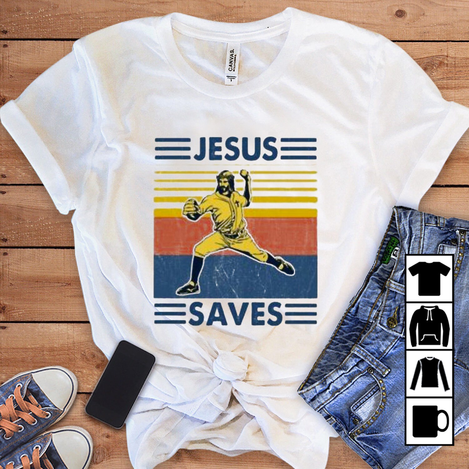 Baseball Jesus Saves Vintage Mug TShirt Long Sleeve Etsy