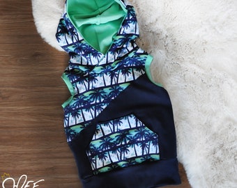 Palm tree pattern hoodie without sleeves for baby and toddler - Summer 2022