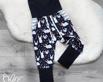 pantalon bébé, enfants, coupe joggers lapin avec poches