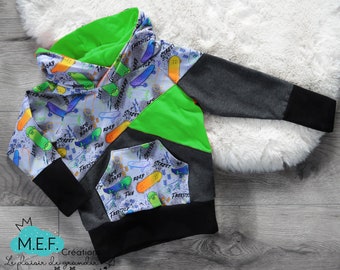 skate hoodie, GREEN, progressive clothing for babies and children