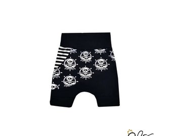 Evolutionary shorts, baby shorts skull, pirate child shorts, death head shorts, pirate shorts, skull by MEF Creations Boutique