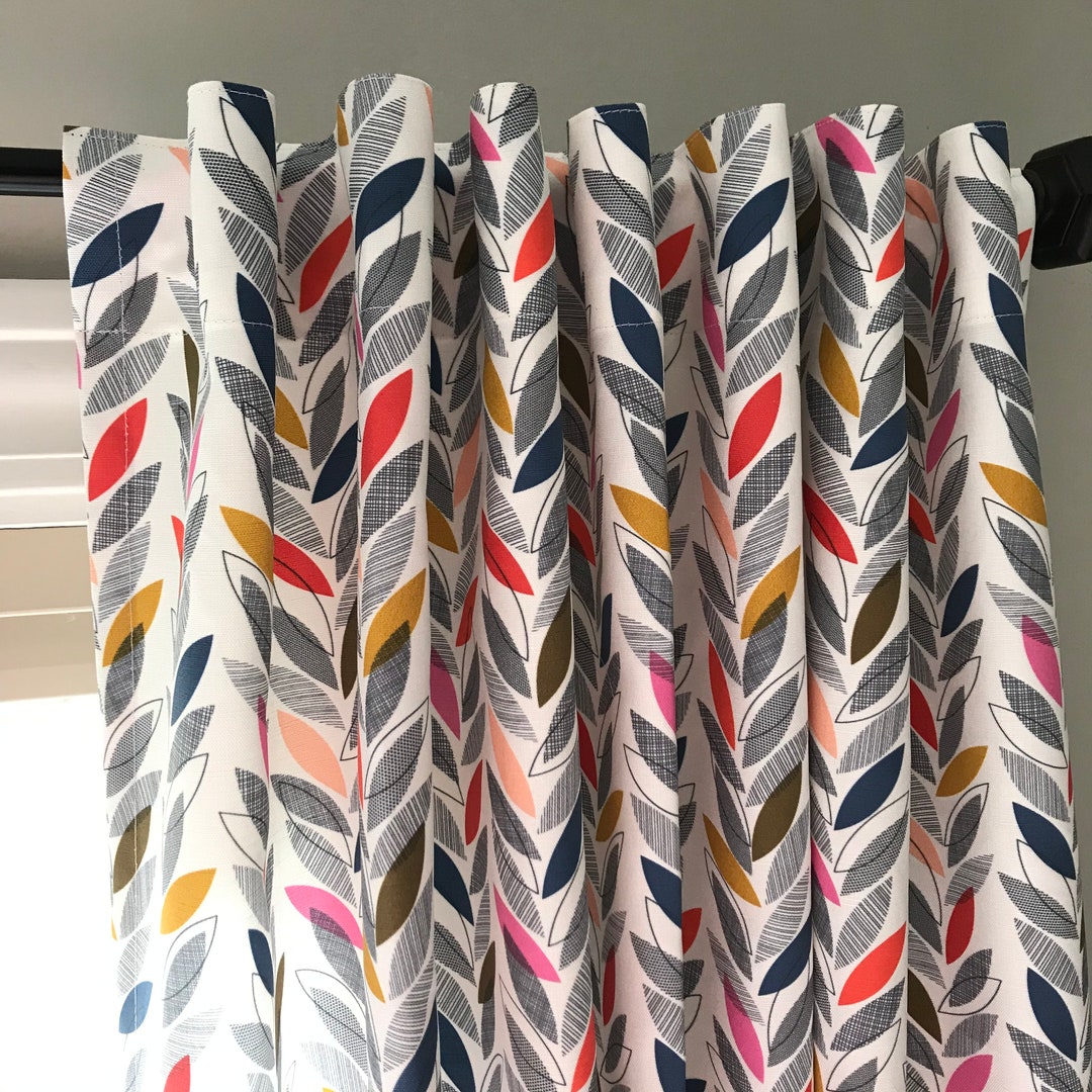 Midcentury Modern Window Treatment Panels and Valances in Midmod Vines