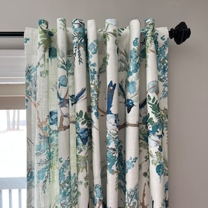Watercolor Drapery Panels, Valances, Pillow Covers in Covington Emilia - Mediterranean Blue