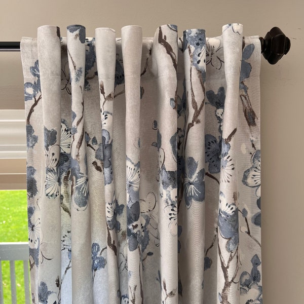 Valance and Drapery Panels in Swavelle/Mill Creek Blue and Cream Floral