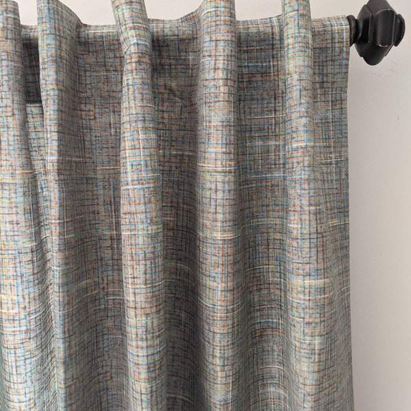 Mid Century Modern Barkcloth Gray by TheoDesign Window Treatment Panels 50" in width by up to 120" in length -  Blues, Greens, Grays