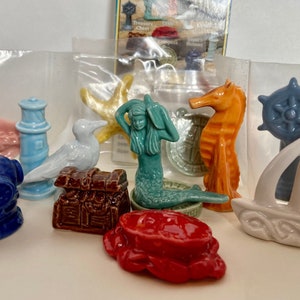 Wade Whimsies Nautical Series  Figurines Sailboat Sea Gull Seahorse Treasure Chest Compass lighthouse  Star Fish Shell Ships Wheel  Mermaid