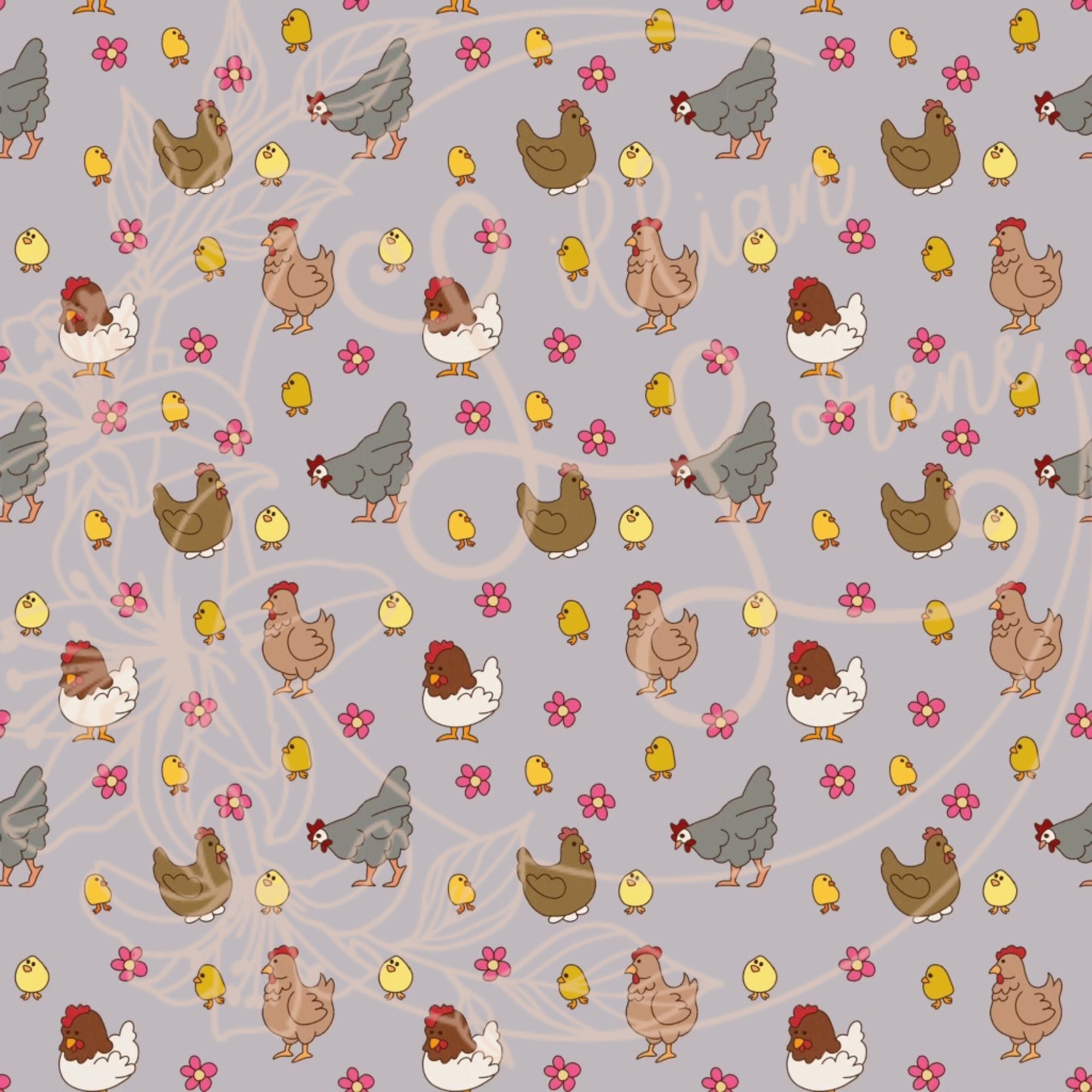 Seamless Pattern Chickens PNG - Etsy