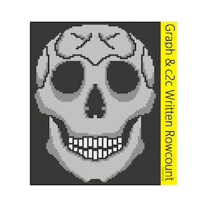 Totenkopf C2C Schnittmuster - Große Decke PDF mit Grafik + Reihe-für-Reihe-Anleitung