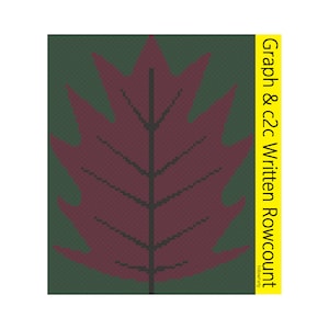PDF autumn leaf blanket C2C crochet pattern, C2C graph, Written row count instructions for C2C, corner to corner, crochet pattern