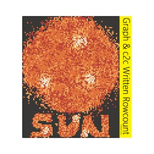 PDF sun blanket C2C crochet pattern, C2C graph, Written row count instructions for C2C, corner to corner, crochet pattern