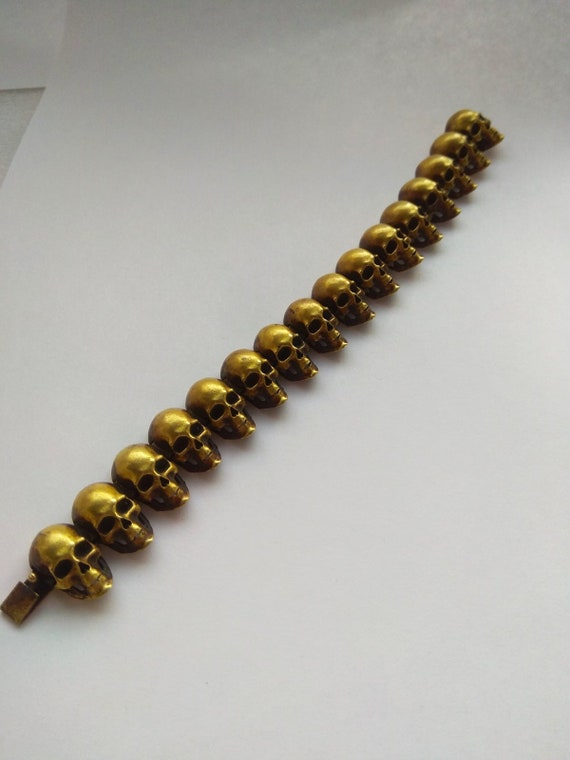 Skull Bracelet. Brass Bracelet. Bracelet With Links - Etsy