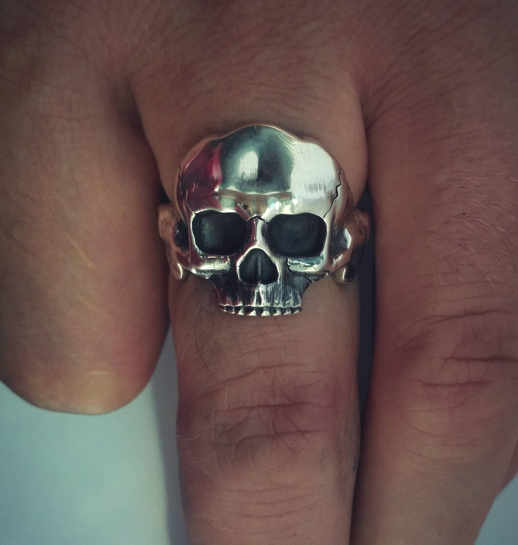 Skull Ring Silver Ring Rings for Men Skull Ring Biker Etsy