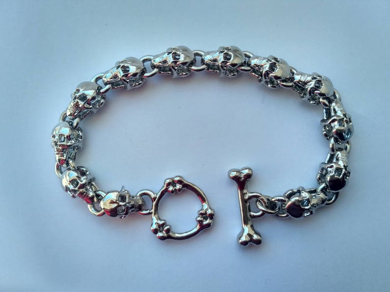Skull link bracelet gothic link bracelet mens skull jewelry Etsy