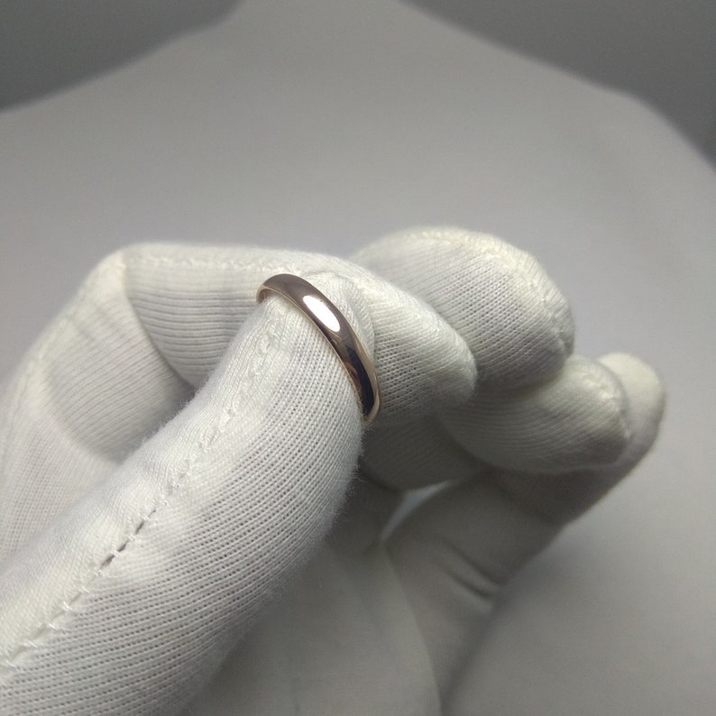 gift for her width is 3 mm custom ladies ring size regular fit anniversary or wedding band solid 14K rose gold polished domed engagement