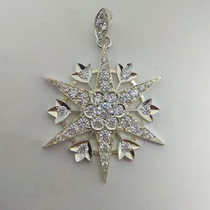 North Star Silver Charm Cubic Zirconia Necklace in North Star Pendant Jewelry Making gift for her Wedding Wife Bride