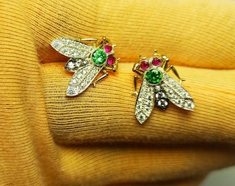 Unique Fly Insect Stud Earrings for Women, Modern Jewelry. Earrings stud fly. Rhodium plating earrings