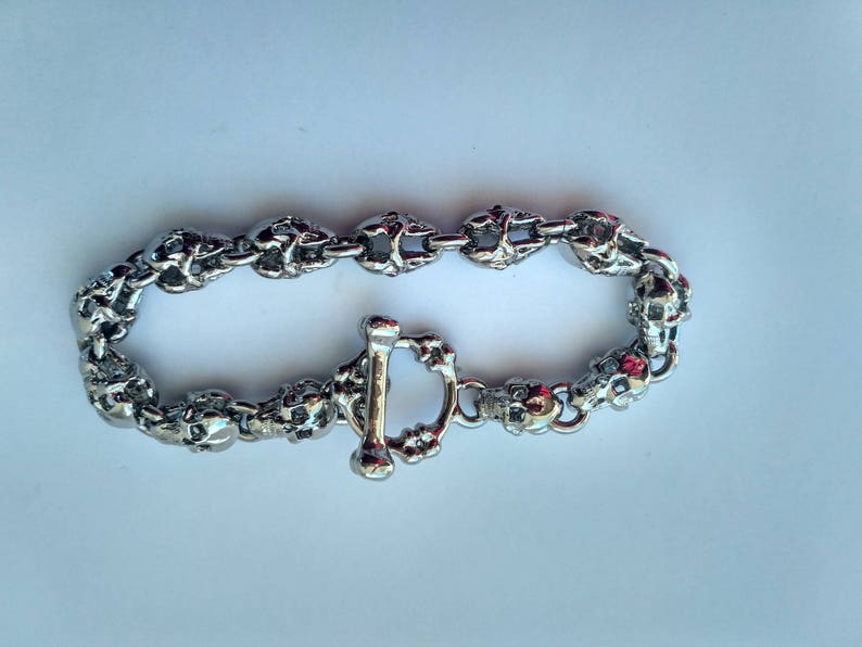 Skull link bracelet gothic link bracelet mens skull jewelry Etsy