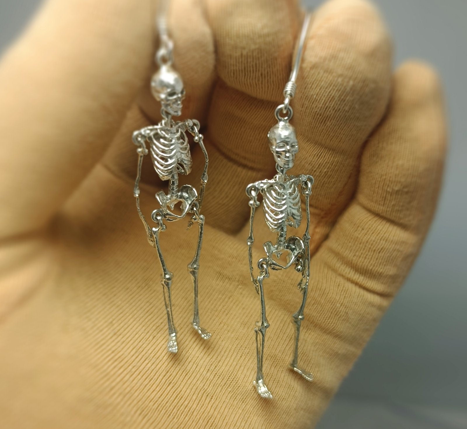 Movable Skeleton Bone Dangle Earrings