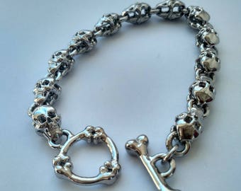 Skull Link Bracelet Gothic Link Bracelet Mens Skull Jewelry Gift