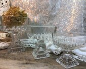 Jeanette Glass Footed Square Compote Set of Three Wedding Candy Bar