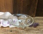 Star Of David Bowl Footed Clear Anchor Hocking Prescut Candy Dish
