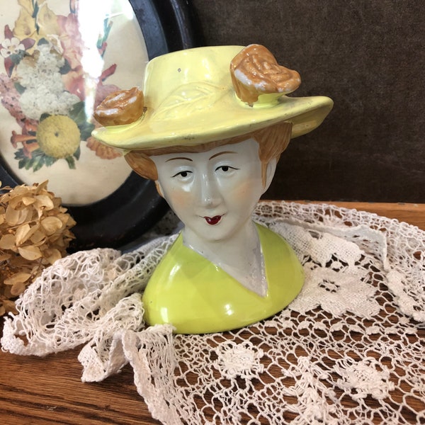 Lady Head Figurine Yellow