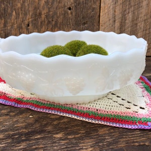 Anchor Hocking Fire King Ware Bowl Grape Design Milk Glass