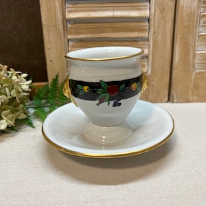 Czech Jam Pot with Under plate Gold Lion Head Fruit