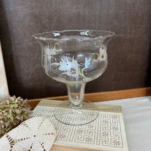 Floral Painted Footed Rose Bowl Vase Compote