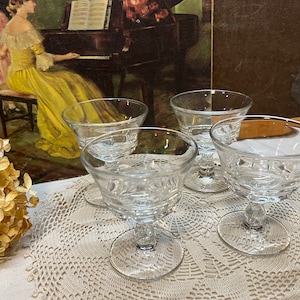 Fostoria Rosebud Footed Dessert Cups Champagne Glasses Set of Four