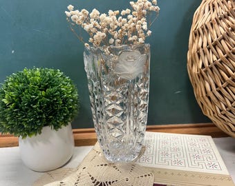 Dorsette Crystal Vase Frosted Rose 24% Lead Crystal W. Germany