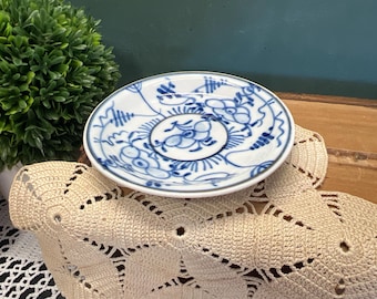 German Strawflower Miniature Plate/Saucer Blue & White