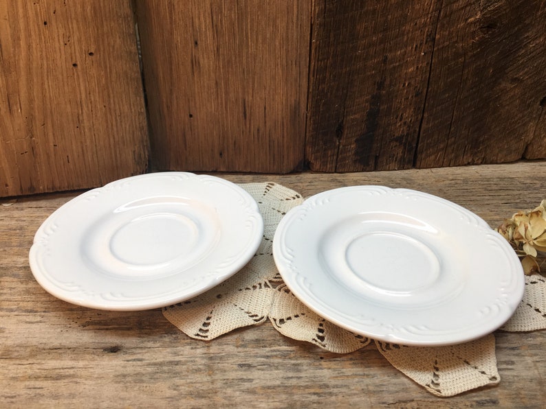 Pfaltzgraff Filigree Pattern Saucers Set of Two White Etsy