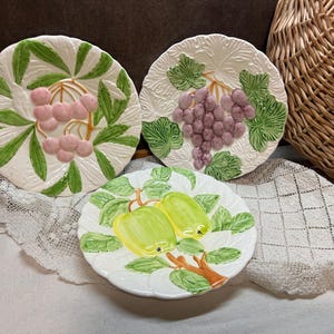 Majolica Fruit Plates Shafford Made in Japan Set of Three