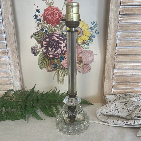 Glass Candlestick Electric Lamp Bubble Hand Painted Base
