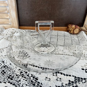 Floral Etched Tidbit Sandwich Tray
