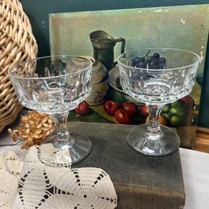 Lead Crystal Champagne Sherbet Glasses Set of Two