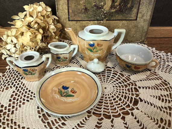 Miniature Tea Set Peach Luster Ware Made in Japan - Etsy