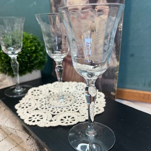 Etched Floral Ribbed Cocktail Glasses Set of Three
