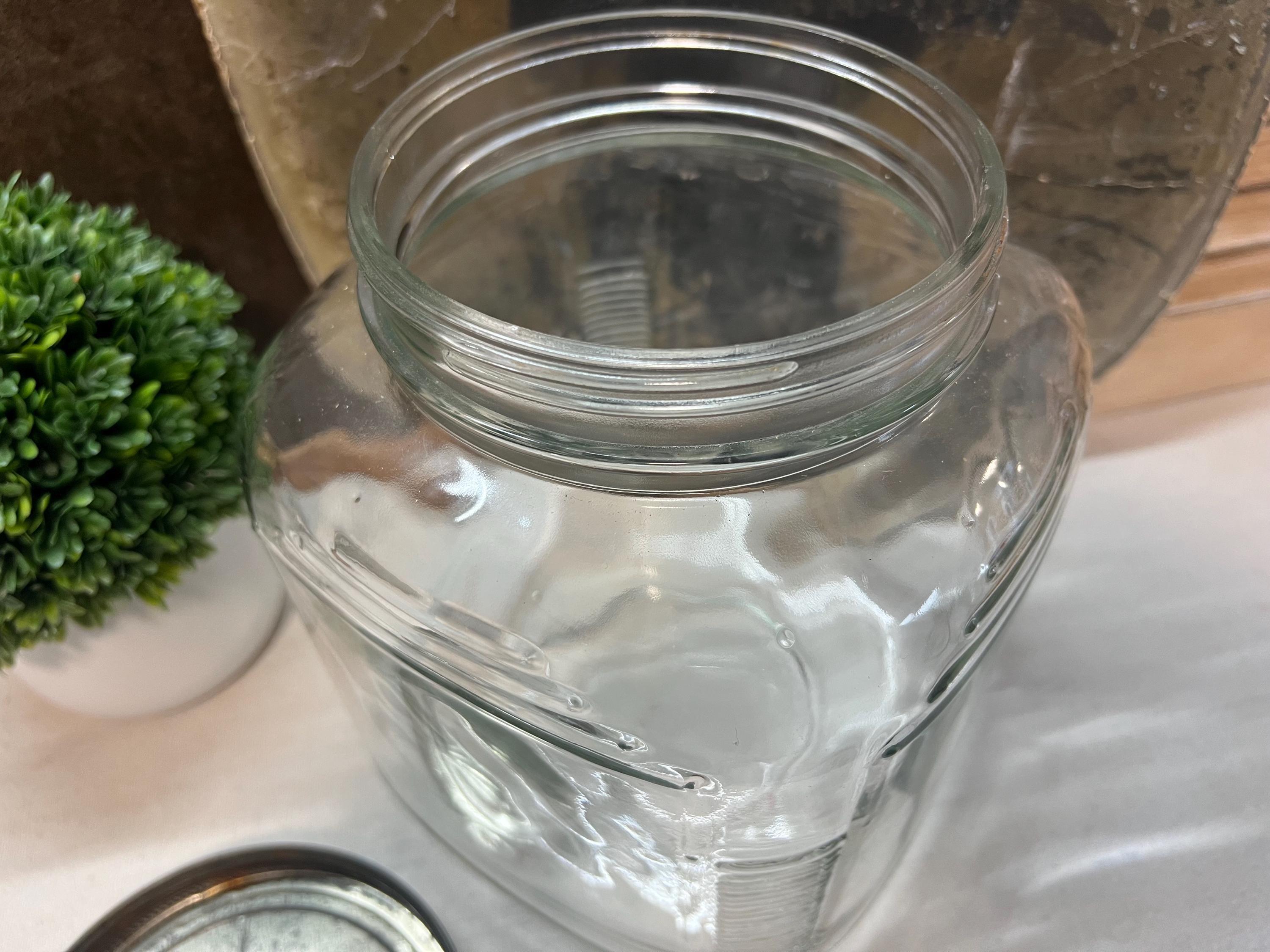 Square Ribbed Glass Square Ribbed Glass Kitchen Canister With Jadite Color Lid - Etsy