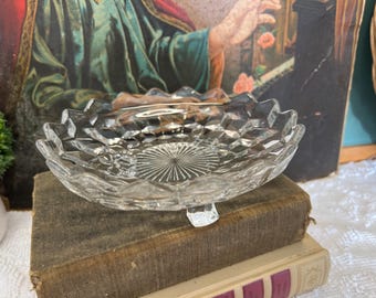 Fostoria American Clear Footed Dish Cubist Design