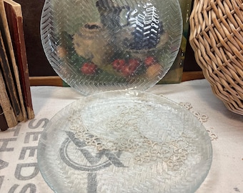 Arcoroc Basket Weave Dinner Plates Set of Two